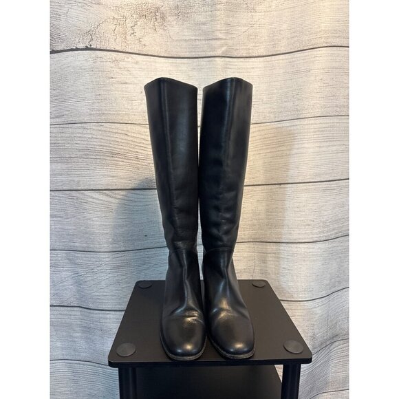 Chanel Black Leather Riding Boot Size 8.5 - Picture 1 of 13